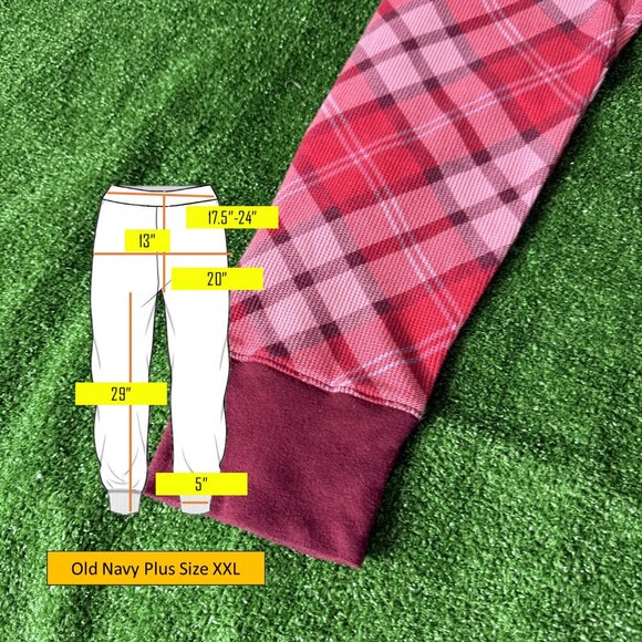 Old Navy Elastic Waist Pink Plaid Thermal Knit Pajama Pants Loungewear Size XXL - Picture 3 of 11
